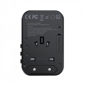 Зарядно за стена (2в1 UK и EU стандарт) CHOETECH GaN 65W USB Type A / 2x USB Type C PD (PD5009-BK) черно - Img 3
