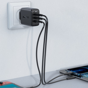 Зарядно за стена ACEFAST 2в1 65W USB Type A / 2x USB Type C PD QC3.0 AFC FCP + кабел USB Type C към USB Type C (A13) черно - Img 10