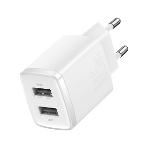 Зарядно за стена BASEUS 10.5W 2x USB Type A бяло - Img 3
