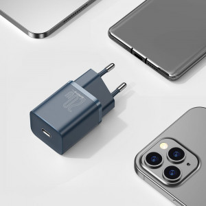 Зарядно за стена BASEUS Super Si 1C 20W USB Type C PD + кабел USB Type C към Lightning кабел 1m (TZCCSUP-B03) синьо - Img 11