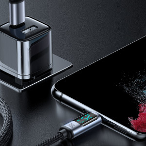 Кабел за зареждане и данни с дисплей и оплетка JOYROOM USB Type C към USB Type C 100W 1.2m S-CC100A16 черен - Img 3
