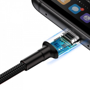 Кабел за зареждане и данни с оплетка BASEUS Cafule USB Type A към USB Type C с бързо зареждане 3.0 40W 1m (CATKLF-PG1) сив / черен - Img 9