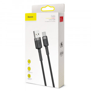 Кабел за зареждане и данни с оплетка BASEUS Cafule USB Type A към USB Type C 300cm сив / черен - Img 20