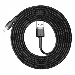 Кабел за зареждане и данни с оплетка BASEUS Cafule USB Type A към Lightning с бързо зареждане 3.0 1.5A 2m (CALKLF-CG1) черен / сив - Img 10