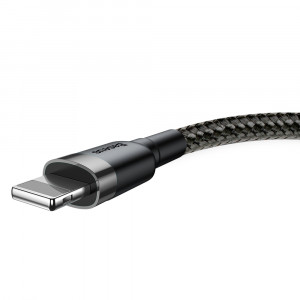 Кабел за зареждане и данни с оплетка BASEUS Cafule USB Type A към Lightning с бързо зареждане 3.0 2.4A 1m черен / сив (CALKLF-BG1) - Img 2