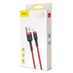 Кабел за зареждане и данни с оплетка BASEUS Cafule USB Type A към Lightning с бързо зареждане 3.0 2A 3m червен (CALKLF-R09) - Img 9