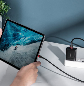 Кабел за зареждане и данни с оплетка BASEUS Cafule USB Type C към USB Type C Power Delivery 2.0 100W 20V 5A 2m сив (CATKLF-ALG1) - Img 9