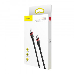 Кабел за зареждане и данни с оплетка BASEUS Cafule USB Type C към USB Type C Power Delivery 2.0 60W 20V 3A с бързо зареждане 3.0 1m черен / червен (CATKLF-G91) - Img 13