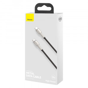 Кабел за зареждане и данни с оплетка BASEUS Cafule USB Type C към USB Type C 100W 20V 5A Power Delivery 1m черен (CATJK-C01) - Img 5