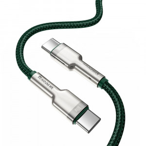 Кабел за зареждане и данни с оплетка BASEUS Cafule USB Type C към USB Type C 100W 20V 5A Power Delivery 2m зелен (CATJK-D06) - Img 3
