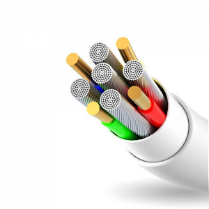 Кабел за зареждане и данни с оплетка DUDAO USB Type A към Lightning 3A 1m (L1L) бял - Img 3