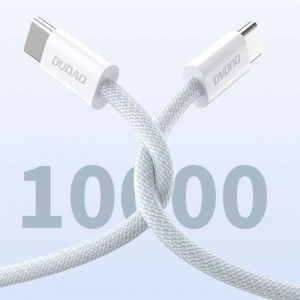 Кабел за зареждане и данни с оплетка DUDAO USB Type C към USB Type C 1m Power Delivery 60W бял - Img 2