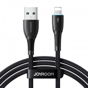 Кабел за зареждане и данни с оплетка JOYROOM Starry SA32-AL3 USB Type A към Lightning 3A 1m черен - Img 1