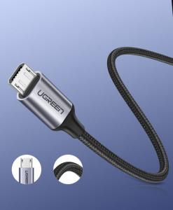 Кабел за зареждане и данни с оплетка UGREEN кабел USB Type A към micro USB кабел 1m сив (60146) - Img 10