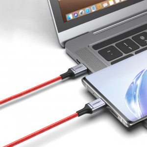 Кабел за зареждане и данни с оплетка UGREEN US294 USB Type C 2.0 към USB Type C 2.0 3A 1m червен - Img 3