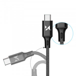 Кабел за зареждане и данни с оплетка WOZINSKY USB Type A към USB Type C 2.4A 2m черен(WUC-C2B) - Img 2