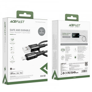 Кабел за зареждане и данни ACEFAST MFI USB Type A към Lightning 1.8m 2.4A черен (C4-02A черен) - Img 5