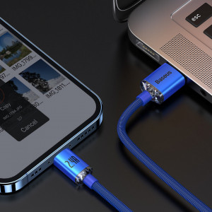 Кабел за зареждане и данни BASEUS Crystal Shine USB Type A към Lightning с бързо зареждане 2.4A 1.2m (CAJY000003) син - Img 8