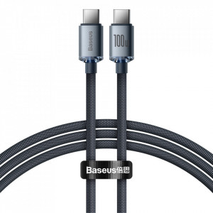 Кабел за зареждане и данни BASEUS Crystal Shine USB Type C към USB Type C с бързо зареждане 100W 1.2m (CAJY000601) черен - Img 1