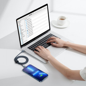 Кабел за зареждане и данни BASEUS Crystal Shine USB Type C към Lightning с бързо зареждане 20W 1.2m черен (CAJY000201) - Img 9