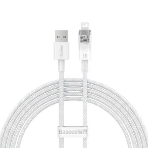 Кабел за зареждане и данни BASEUS Explorer USB Type A към Lightning 2.4A 2m бял (CATS010102) - Img 1