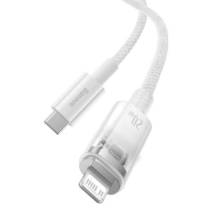 Кабел за зареждане и данни BASEUS Explorer USB Type C към Lightning 20W 2m бял (CATS010302) - Img 8