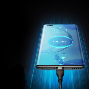 Кабел за зареждане и данни BASEUS Flash II 3in1 USB Type A към USB Type C / Lightning / micro USB с бързо зареждане 100W 1.2m черен - Img 12