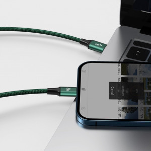 Кабел за зареждане и данни BASEUS Rapid 3in1 USB Type C към USB Type C / Lightning / micro USB 20W 1.5m зелен (CAMLT-SC06) - Img 9