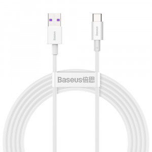 Кабел за зареждане и данни BASEUS Superior USB Type A към USB Type C 66 W 6A 2m бял (CATYS-A02) - Img 1