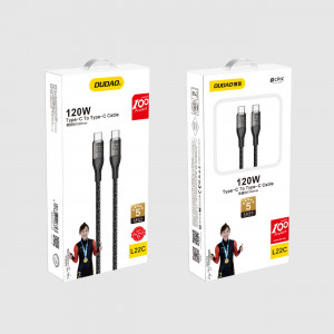 Кабел за зареждане и данни DUDAO USB Type C към USB Type C с бързо зареждане 120W 1m L22C сив - Img 6