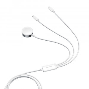 Кабел за зареждане и данни JOYROOM 3in1 USB Type A към 2x Lightning / безжично зарядно S-IW007 1.2m бял - Img 7