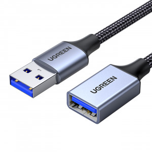 Кабел за зареждане и данни UGREEN USB Type A 3.0 5Gb/s 2m сив (US115) - Img 1