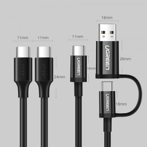 Кабел за зареждане и данни UGREEN USB Type C към USB Type C 3A 1m черен (US286) - Img 19