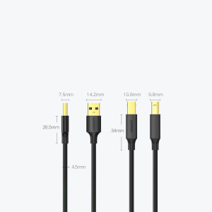 Кабел за принтер UGREEN USB Type A към USB Type B 480Mb/s 5m черен (US135) - Img 10
