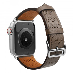 Каишка от естествена кожа Leather - Apple Watch 41mm Series 9 / 41mm Series 8 / 41mm Series 7 / 40mm Series 6 / 40mm SE / 40mm Series 5 / 40mm Series 4 / 38mm Series 3 / 38mm Series 2 / 38mm (1st gen) тъмнокафяв - Img 2