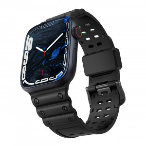 Каишка със стоманена закопчалка Triple Protection - Apple Watch 41mm Series 9 / 41mm Series 8 / 41mm Series 7 / 40mm Series 6 / 40mm SE / 40mm Series 5 / 40mm Series 4 / 38mm Series 3 / 38mm Series 2 / 38mm (1st gen) черен - Img 1
