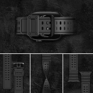Каишка със стоманена закопчалка Triple Protection - Apple Watch 41mm Series 9 / 41mm Series 8 / 41mm Series 7 / 40mm Series 6 / 40mm SE / 40mm Series 5 / 40mm Series 4 / 38mm Series 3 / 38mm Series 2 / 38mm (1st gen) черен - Img 6