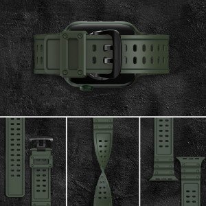 Каишка със стоманена закопчалка Triple Protection - Apple Watch 41mm Series 9 / 41mm Series 8 / 41mm Series 7 / 40mm Series 6 / 40mm SE / 40mm Series 5 / 40mm Series 4 / 38mm Series 3 / 38mm Series 2 / 38mm (1st gen) зелен - Img 3