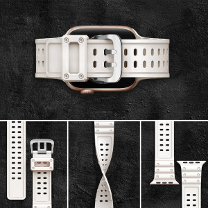 Каишка със стоманена закопчалка Triple Protection - Apple Watch 41mm Series 9 / 41mm Series 8 / 41mm Series 7 / 40mm Series 6 / 40mm SE / 40mm Series 5 / 40mm Series 4 / 38mm Series 3 / 38mm Series 2 / 38mm (1st gen) бежов - Img 6