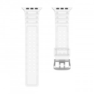 Каишка със стоманена закопчалка Triple Protection - Apple Watch 41mm Series 9 / 41mm Series 8 / 41mm Series 7 / 40mm Series 6 / 40mm SE / 40mm Series 5 / 40mm Series 4 / 38mm Series 3 / 38mm Series 2 / 38mm (1st gen) прозрачен - Img 6
