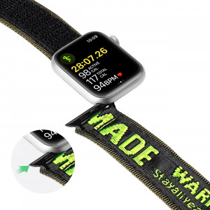Каишка Dux Ducis Outdoor - Apple Watch Ultra 49mm / Ultra 2 49mm / 45mm Series 9 / 45mm Series 8 / 45mm Series 7 / 44mm SЕ (2nd gen) / 44mm SE / 44mm Series 6 / 44mm Series 5 / 44mm Series 4 / 42mm Series 3 / 42mm Series 2 черен / зелен - Img 8