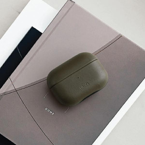 Калъф за слушалки от естествена кожа UNIQ Terra - AirPods Pro масленозелен - Img 2