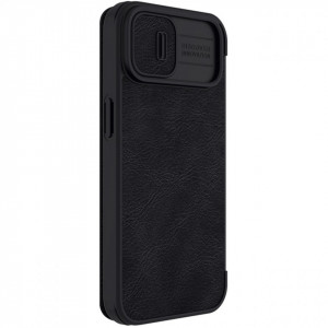 Калъф тип книга от еко кожа с подвижно покритие за камерата NILLKIN Qin Leather Pro - iPhone 14 Plus черен - Img 7