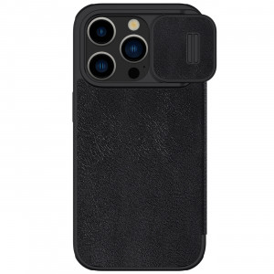 Калъф тип книга от еко кожа с подвижно покритие за камерата NILLKIN Qin Leather Pro - iPhone 15 Pro Max черен - Img 4