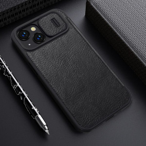 Калъф тип книга от еко кожа с подвижно покритие за камерата NILLKIN Qin Leather Pro - iPhone 14 Plus черен - Img 20