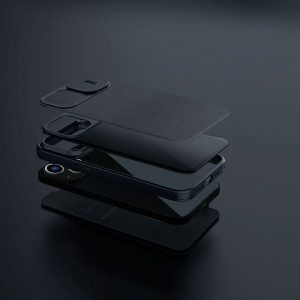 Калъф тип книга от еко кожа с подвижно покритие за камерата NILLKIN Qin Leather Pro - iPhone 14 Plus тъмнозелен - Img 11