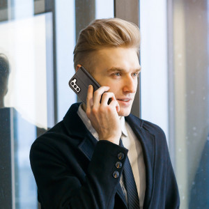 Калъф тип книга от естествена кожа DUX DUCIS Hivo със система против кражба - Samsung Galaxy S23+ черен - Img 8
