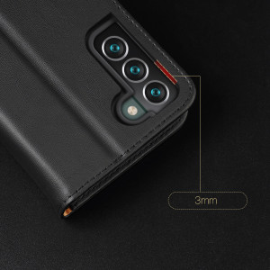 Калъф тип книга от естествена кожа DUX DUCIS Hivo със система против кражба - Samsung Galaxy S22+ син - Img 15