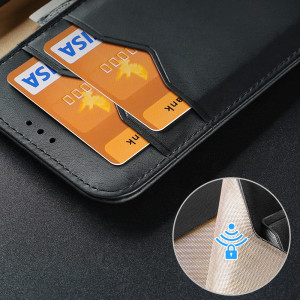 Калъф тип книга от естествена кожа DUX DUCIS Hivo със система против кражба - Samsung Galaxy S23 Ultra кафяв - Img 14