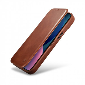 Калъф тип книга от естествена кожа iCARER CE Oil Wax Premium MagSafe - iPhone 14 Plus кафяв - Img 9